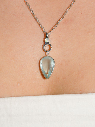 Blue Raspberry Aquamarine Inverted Pear Cut Charm in Sterling Silver