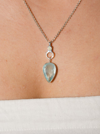 Blue Raspberry Aquamarine Inverted Pear Cut Charm in Sterling Silver