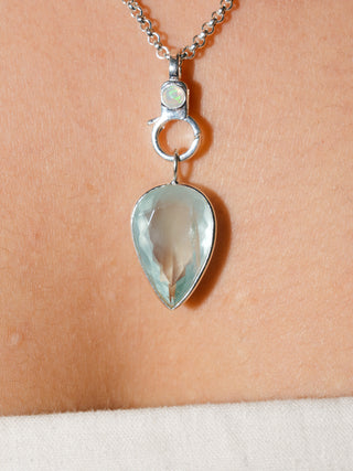 Blue Raspberry Aquamarine Inverted Pear Cut Charm in Sterling Silver