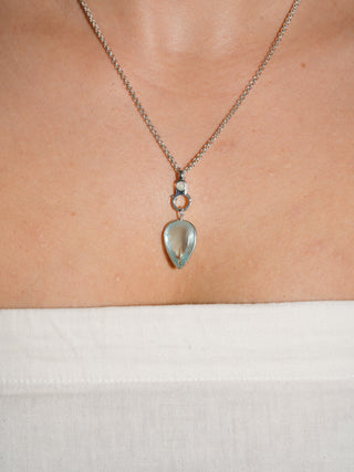Blue Raspberry Aquamarine Inverted Pear Cut Charm in Sterling Silver