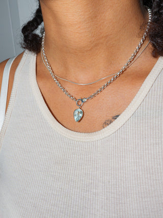 Flippers Aquamarine Inverted Pear Cut Charm in Sterling Silver