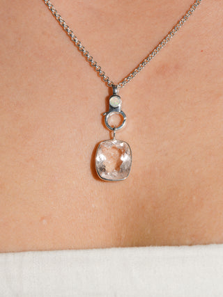 Pinky Toe Pink Beryl Cushion Cut Charm in Sterling Silver