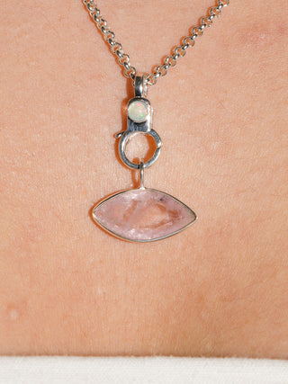 Kayak Killer Pink Beryl East West Marquis Charm in Sterling Silver