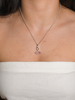 Kayak Killer Pink Beryl East West Marquis Charm in Sterling Silver