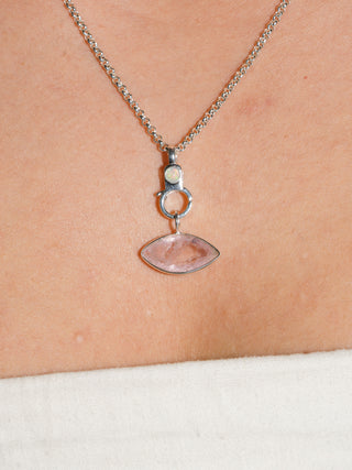 Kayak Killer Pink Beryl East West Marquis Charm in Sterling Silver