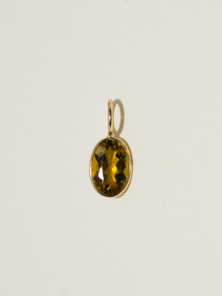 Grassy Green Tourmaline Oval Cut Charm in Yellow 14k Gold