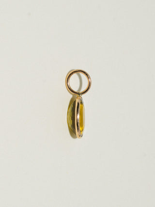 Grassy Green Tourmaline Oval Cut Charm in Yellow 14k Gold