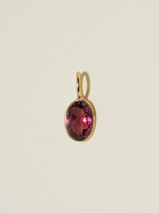 Minnie Pink Tourmaline Oval Cut Charm in Yellow 14k Gold