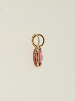 Minnie Pink Tourmaline Oval Cut Charm in Yellow 14k Gold