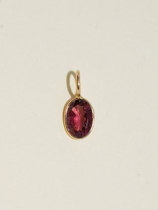 Minnie Pink Tourmaline Oval Cut Charm in Yellow 14k Gold