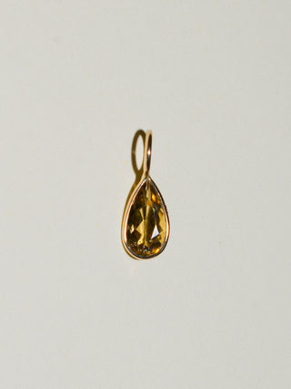 Butterscotch Tourmaline Teardrop Cut Charm in Yellow 14k Gold