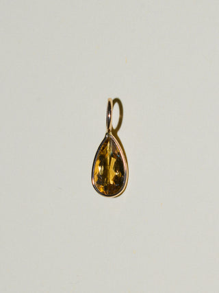 Butterscotch Tourmaline Teardrop Cut Charm in Yellow 14k Gold