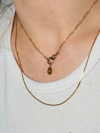 Butterscotch Tourmaline Teardrop Cut Charm in Yellow 14k Gold