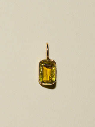 Old Money Green Tourmaline Emerald Cut Charm in Yellow 14k Gold