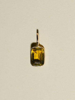 Old Money Green Tourmaline Emerald Cut Charm in Yellow 14k Gold