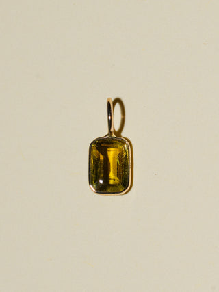 Old Money Green Tourmaline Emerald Cut Charm in Yellow 14k Gold