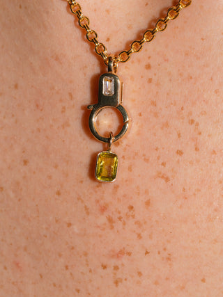 Old Money Green Tourmaline Emerald Cut Charm in Yellow 14k Gold