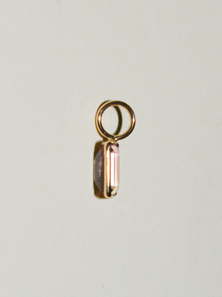 Watermelon Tourmaline Baguette Cut Charm in Yellow 14k Gold