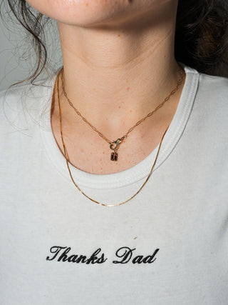 Watermelon Tourmaline Baguette Cut Charm in Yellow 14k Gold