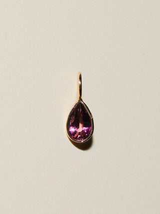 Blushed n' Flushed Pink Tourmaline Teardrop Cut Charm in Yellow 14k Gold