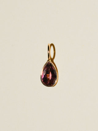 Blushed n' Flushed Pink Tourmaline Teardrop Cut Charm in Yellow 14k Gold