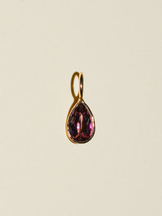 Blushed n' Flushed Pink Tourmaline Teardrop Cut Charm in Yellow 14k Gold