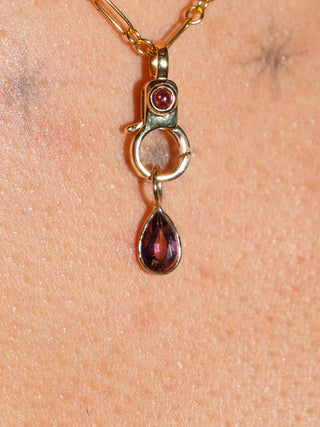 Blushed n' Flushed Pink Tourmaline Teardrop Cut Charm in Yellow 14k Gold