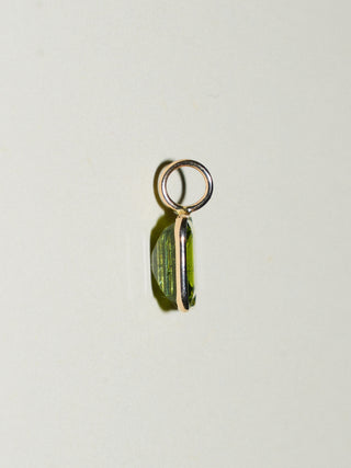 Kelp Tourmaline Emerald Cut Charm in Yellow 14k Gold