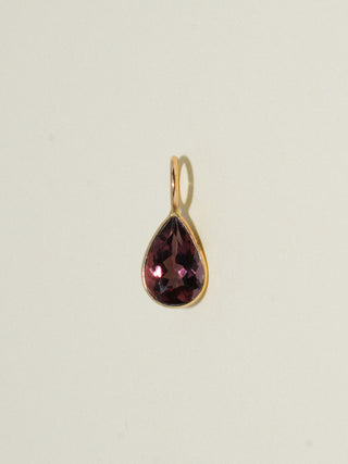 Magpie Pink Tourmaline Teardrop Cut Charm in Yellow 14k Gold
