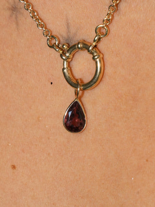 Magpie Pink Tourmaline Teardrop Cut Charm in Yellow 14k Gold