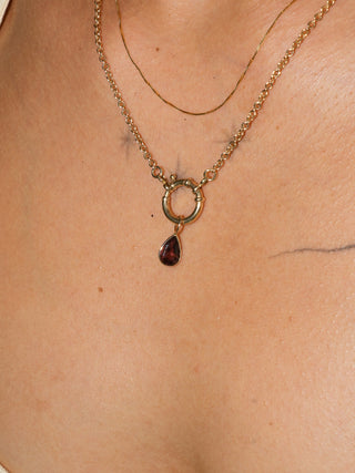 Magpie Pink Tourmaline Teardrop Cut Charm in Yellow 14k Gold