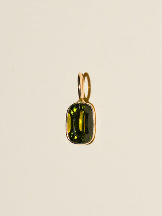 Algae Bae Green Tourmaline Cushion Cut Charm in Yellow 14k Gold