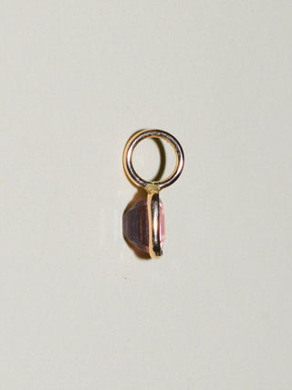 Bubble Gum Pink Tourmaline Emerald Cut Charm in Yellow 14k Gold