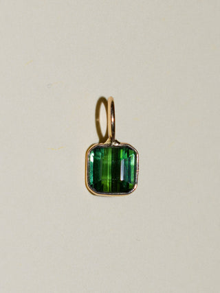 Ita Linda Green Tourmaline Emerald Cut Charm in Yellow 14k Gold