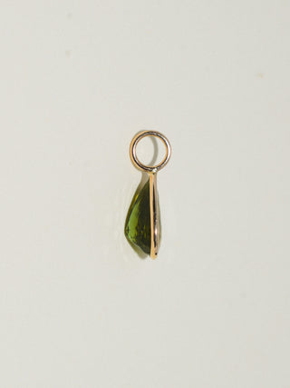 Blooming Green Tourmaline Teardrop Cut Charm in Yellow 14k Gold