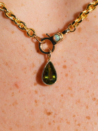 Blooming Green Tourmaline Teardrop Cut Charm in Yellow 14k Gold
