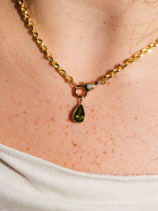 Blooming Green Tourmaline Teardrop Cut Charm in Yellow 14k Gold