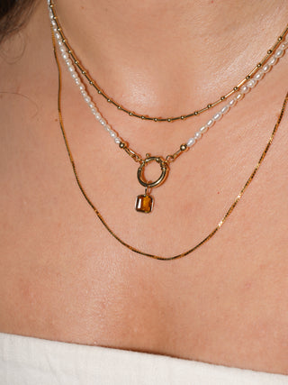 Maui Babe Brown Tourmaline Emerald Cut Charm in Yellow 14k Gold