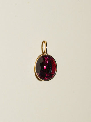 Cherried Cheeks Pink Tourmaline Oval Cut Charm in Yellow 14k Gold