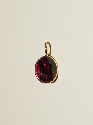 Cherried Cheeks Pink Tourmaline Oval Cut Charm in Yellow 14k Gold