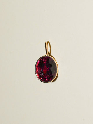 Cherried Cheeks Pink Tourmaline Oval Cut Charm in Yellow 14k Gold