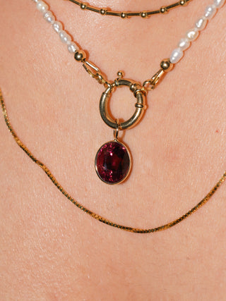 Cherried Cheeks Pink Tourmaline Oval Cut Charm in Yellow 14k Gold