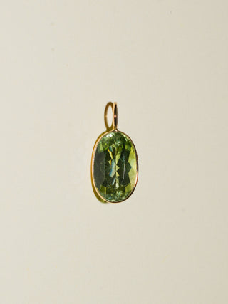Honeydew Green Tourmaline Oval Cut Charm in Yellow 14k Gold