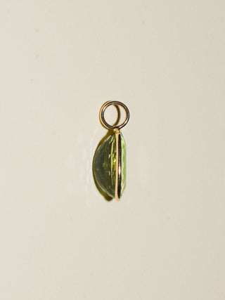 Honeydew Green Tourmaline Oval Cut Charm in Yellow 14k Gold