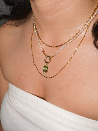 Honeydew Green Tourmaline Oval Cut Charm in Yellow 14k Gold
