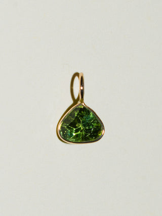 Anenome Tourmaline Trillion Cut Charm in Yellow 14k Gold