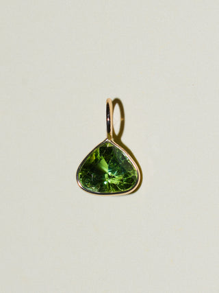 Anenome Tourmaline Trillion Cut Charm in Yellow 14k Gold