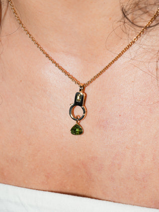 Anenome Tourmaline Trillion Cut Charm in Yellow 14k Gold
