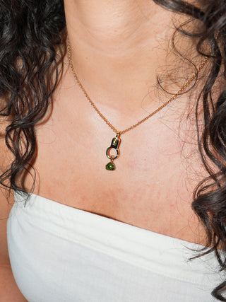 Anenome Tourmaline Trillion Cut Charm in Yellow 14k Gold