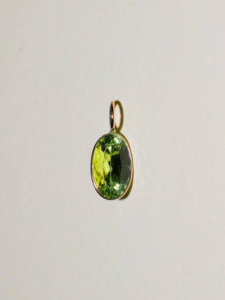 Fields Forever Green Tourmaline Oval Cut Charm in Yellow 14k Gold